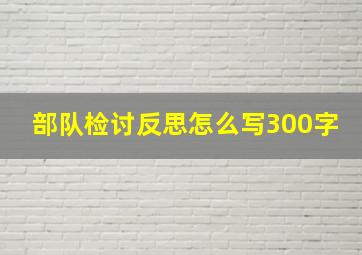 部队检讨反思怎么写300字