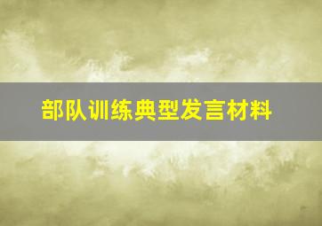 部队训练典型发言材料