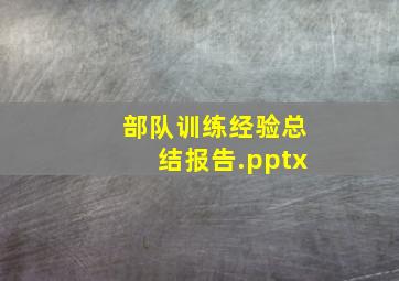 部队训练经验总结报告.pptx