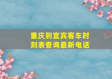 重庆到宜宾客车时刻表查询最新电话