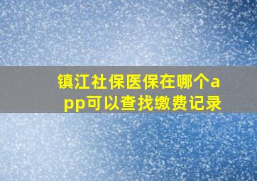 镇江社保医保在哪个app可以查找缴费记录