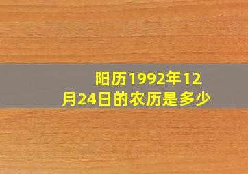 阳历1992年12月24日的农历是多少