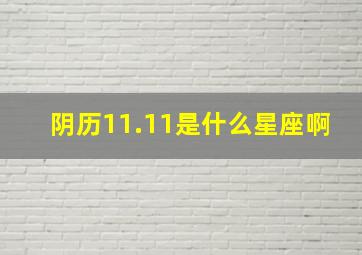 阴历11.11是什么星座啊