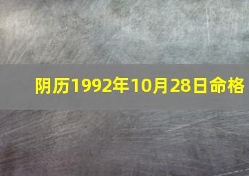 阴历1992年10月28日命格