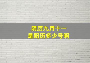 阴历九月十一是阳历多少号啊