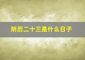 阴历二十三是什么日子