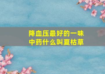 降血压最好的一味中药什么叫夏枯草