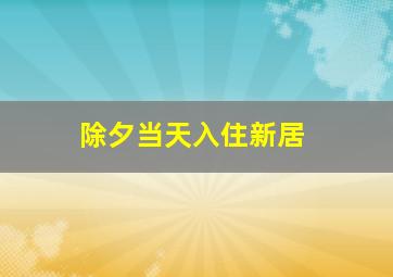 除夕当天入住新居