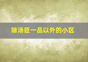 除汤臣一品以外的小区