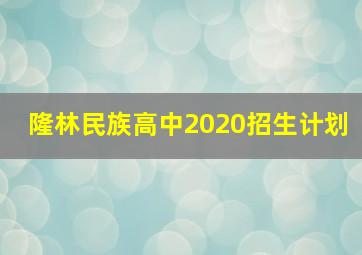 隆林民族高中2020招生计划