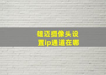 雄迈摄像头设置ip通道在哪