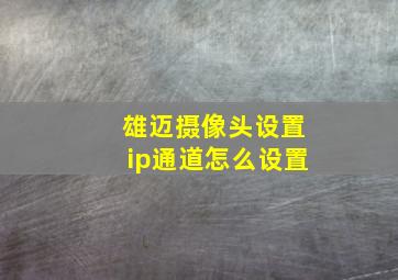 雄迈摄像头设置ip通道怎么设置