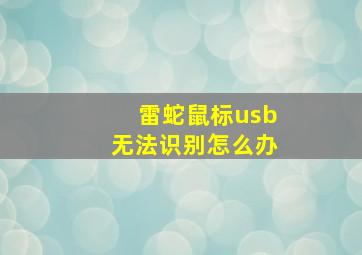 雷蛇鼠标usb无法识别怎么办