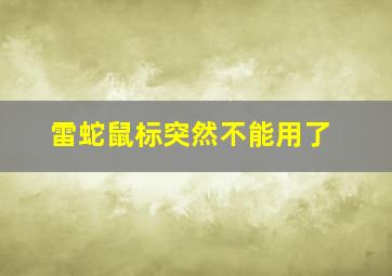 雷蛇鼠标突然不能用了