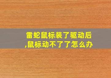 雷蛇鼠标装了驱动后,鼠标动不了了怎么办