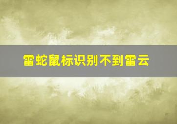 雷蛇鼠标识别不到雷云