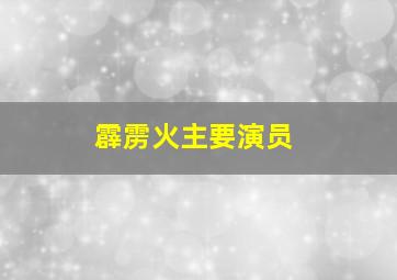 霹雳火主要演员