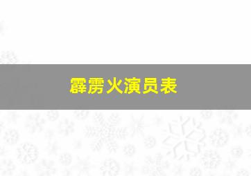 霹雳火演员表