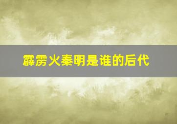 霹雳火秦明是谁的后代