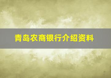 青岛农商银行介绍资料