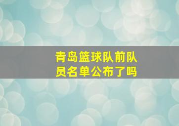 青岛篮球队前队员名单公布了吗