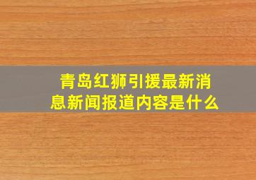 青岛红狮引援最新消息新闻报道内容是什么