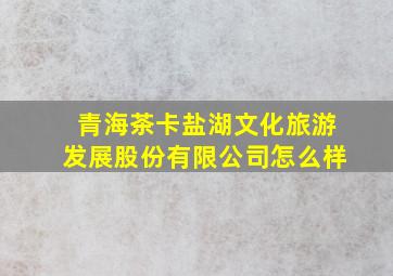 青海茶卡盐湖文化旅游发展股份有限公司怎么样