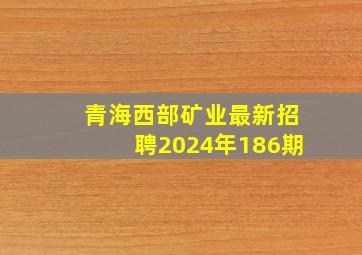 青海西部矿业最新招聘2024年186期