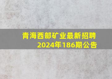 青海西部矿业最新招聘2024年186期公告