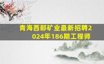 青海西部矿业最新招聘2024年186期工程师