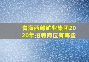 青海西部矿业集团2020年招聘岗位有哪些