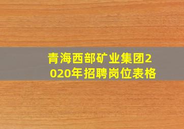 青海西部矿业集团2020年招聘岗位表格