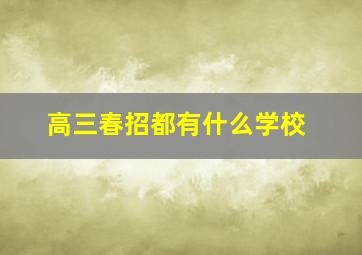 高三春招都有什么学校