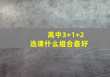 高中3+1+2选课什么组合最好