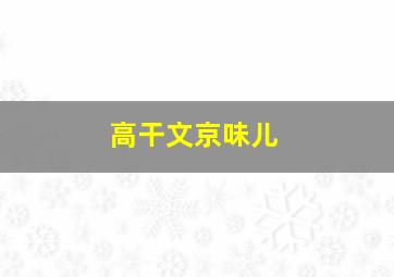 高干文京味儿