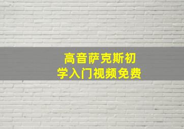 高音萨克斯初学入门视频免费