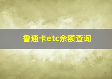 鲁通卡etc余额查询