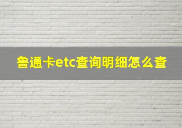 鲁通卡etc查询明细怎么查