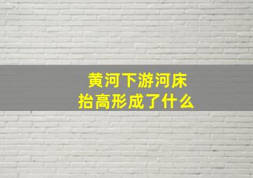 黄河下游河床抬高形成了什么