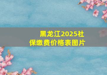 黑龙江2025社保缴费价格表图片