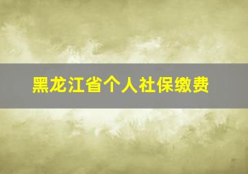 黑龙江省个人社保缴费