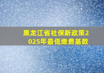 黑龙江省社保新政策2025年最低缴费基数