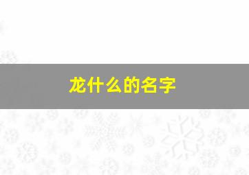 龙什么的名字