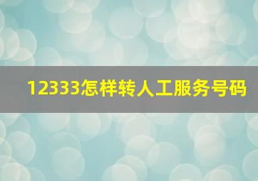 12333怎样转人工服务号码