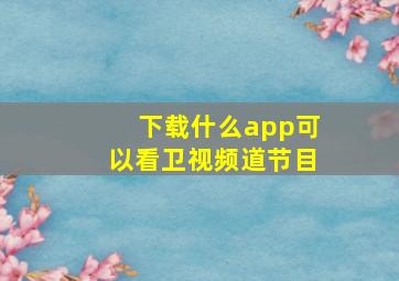 下载什么app可以看卫视频道节目