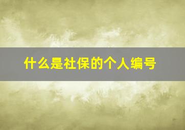 什么是社保的个人编号