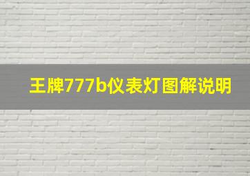 王牌777b仪表灯图解说明